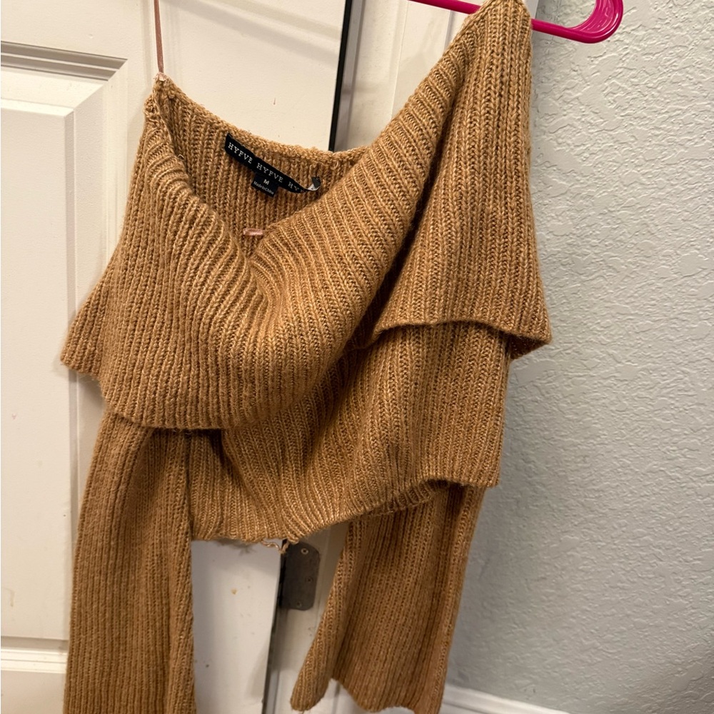 Forever 21 Tan Off-Shoulder Sweater